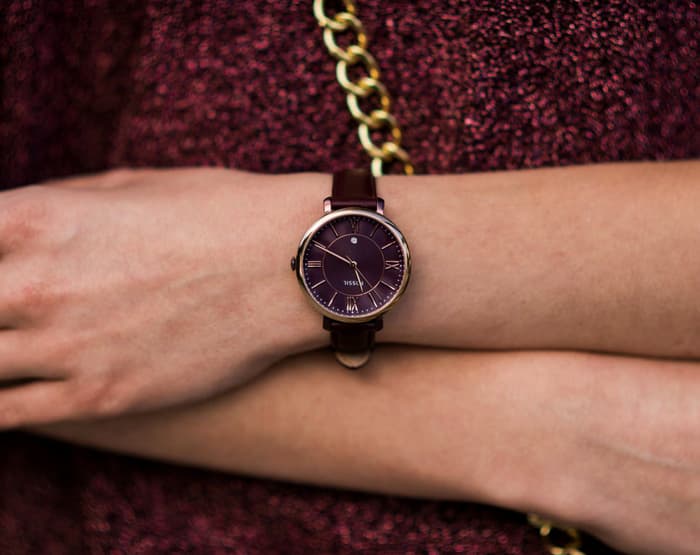 Fossil ES4099 Jacqueline Three-Hand Date Wine Leather Watch