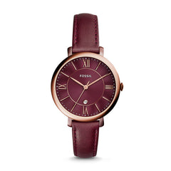 Fossil ES4099 Jacqueline Three-Hand Date Wine Leather Watch