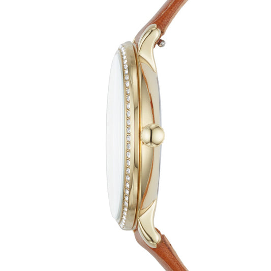 Fossil Es4293 Jacqueline Champagne Dial Brown Leather Watch