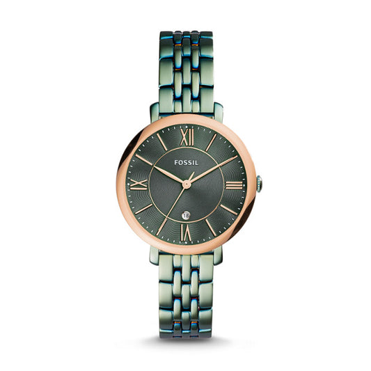 Fossil Es4323 Jacqueline Three-Hand Date Alpine Green Stainless Steel Watch