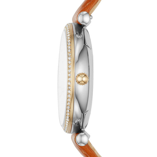 Fossil Es4344 Carlie Three Hand Luggage Leather Watch