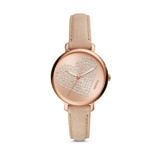 Fossil Es4376 Jacqueline Pastel Pink Rose Gold Leather