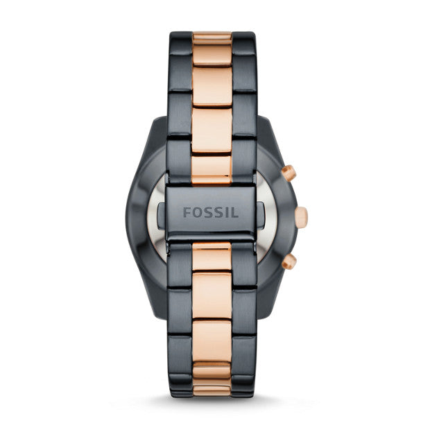 Fossil FTW5017 Hybrid Smartwatch Q Scarlette Two Tone Blue-Rose Gold Watch