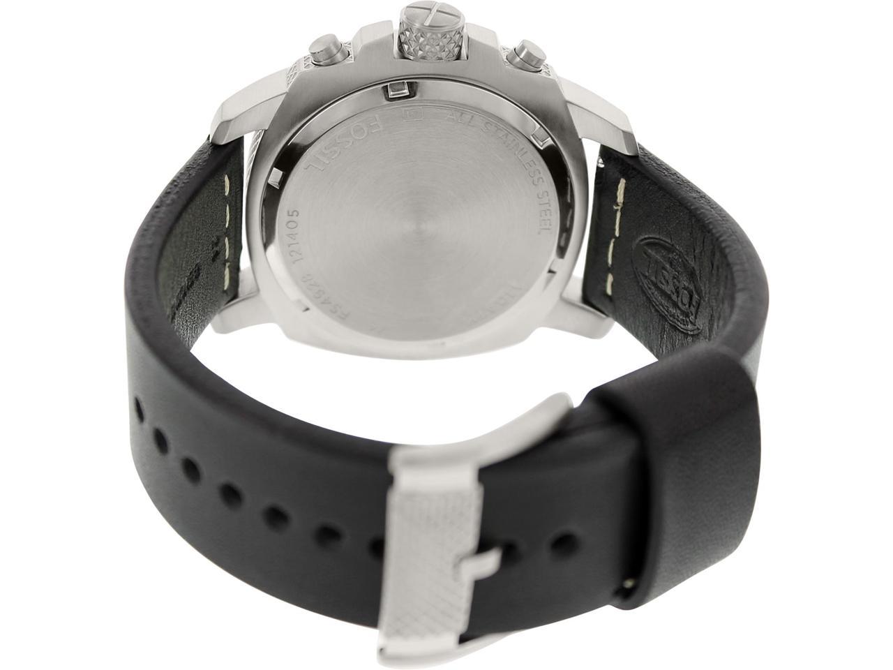 Fossil Fs4928 Machine Chronograph Black Dial Black Leather Watch