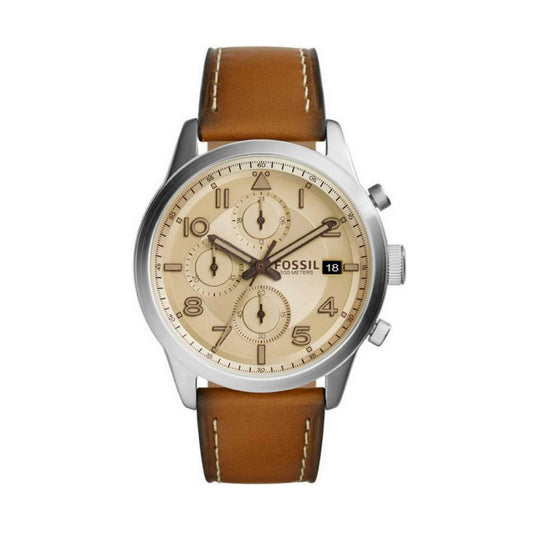 Fossil Fs5140 Daily Chronograph Light Brown Leather Watch