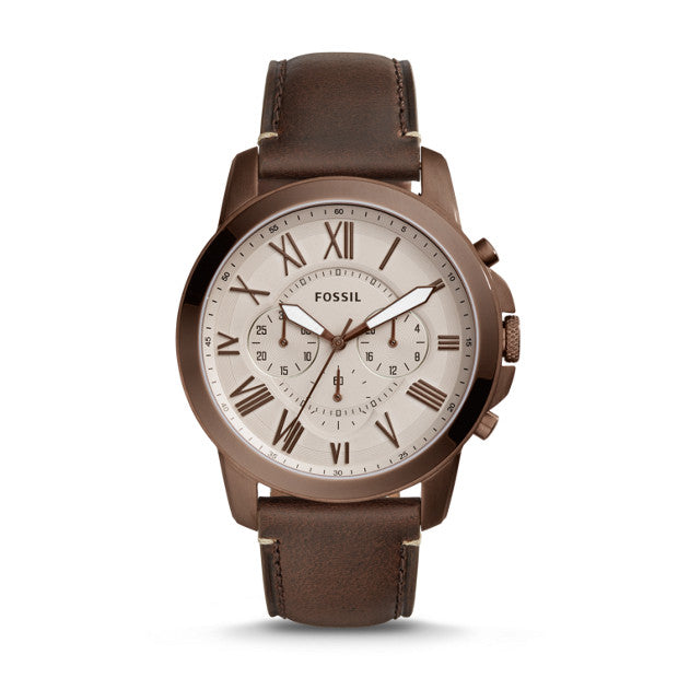 Fossil Fs5344 Grant Men Chronograph Brown Leather Watch