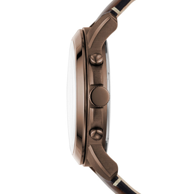 Fossil Fs5344 Grant Men Chronograph Brown Leather Watch