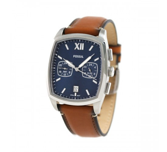 Fossil FS5354 Knox Dual Time Blue Dial Brown