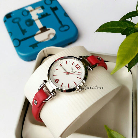 Fossil Es4119 Georgia Mini Three-hand Red Leather Watch
