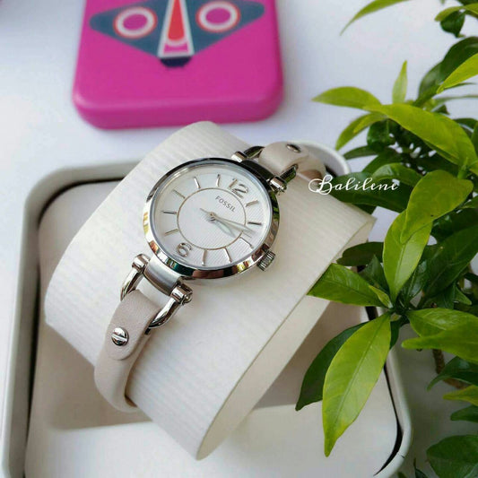 Fossil Es3808 Georgia Mini White Leather Watch