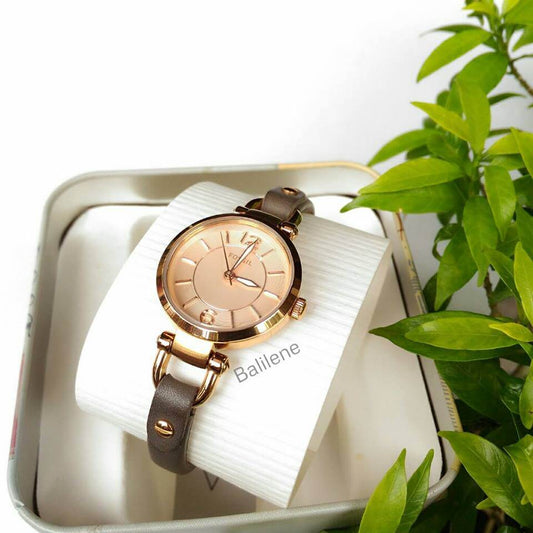 Fossil Es3862 Georgia Rose Dial Grey Leather Ladies Watch