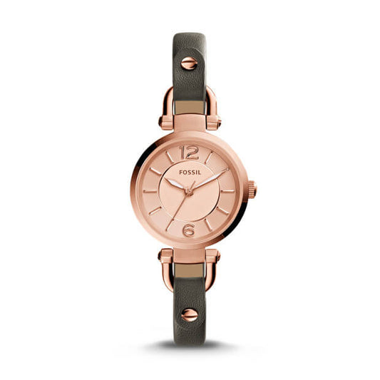 Fossil Es3862 Georgia Rose Dial Grey Leather Ladies Watch