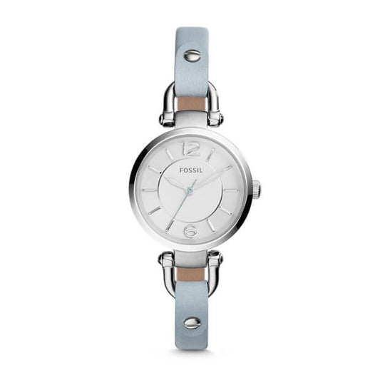 Fossil Es3822 Georgia Silver Dial Blue Leather Ladies Watch