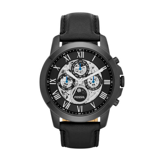 Fossil Me3028 Grant Automatic Black Leather Watch
