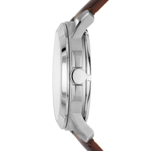 Fossil Me3099 Grant Automatic Dark Brown Dial Beige Leather Strap Watch