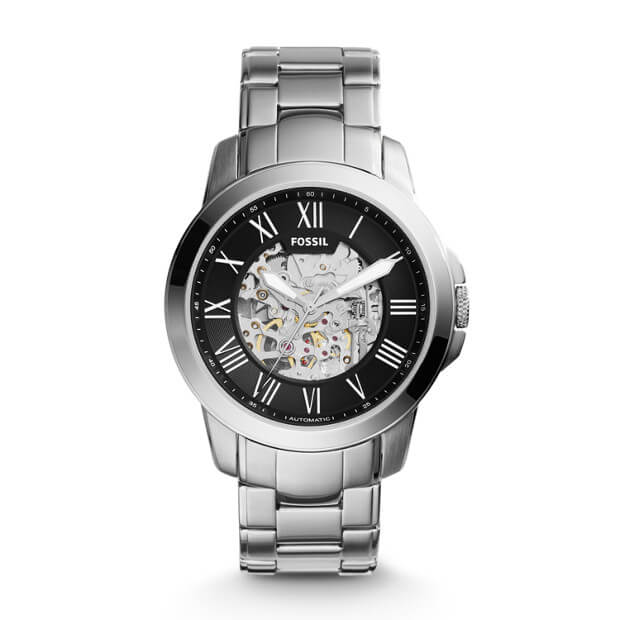 Fossil Me3103 Grant Black Skeleton Dial Automatic Watch