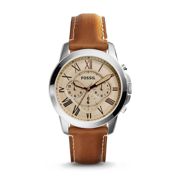 Fossil Fs5118 Grant Chronograph Beige Dial Watch