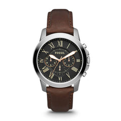 Fossil FS4813 Grant Chronograph Black Dial Brown Leather Watch