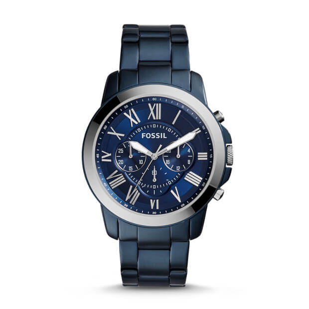 Fossil Fs5230 Grant Chronograph Blue Dial Stainless steel Watch