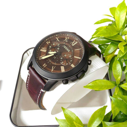 Fossil Fs5088 Grant Dark Brown Chronograph Leather Watch