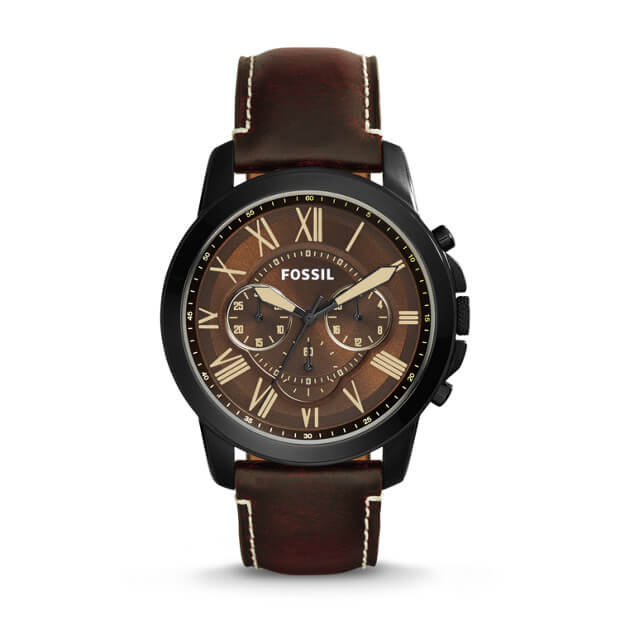 Jam Fossil Fs5088 Grant Dark Brown Chronograph Leather Watch Balilene