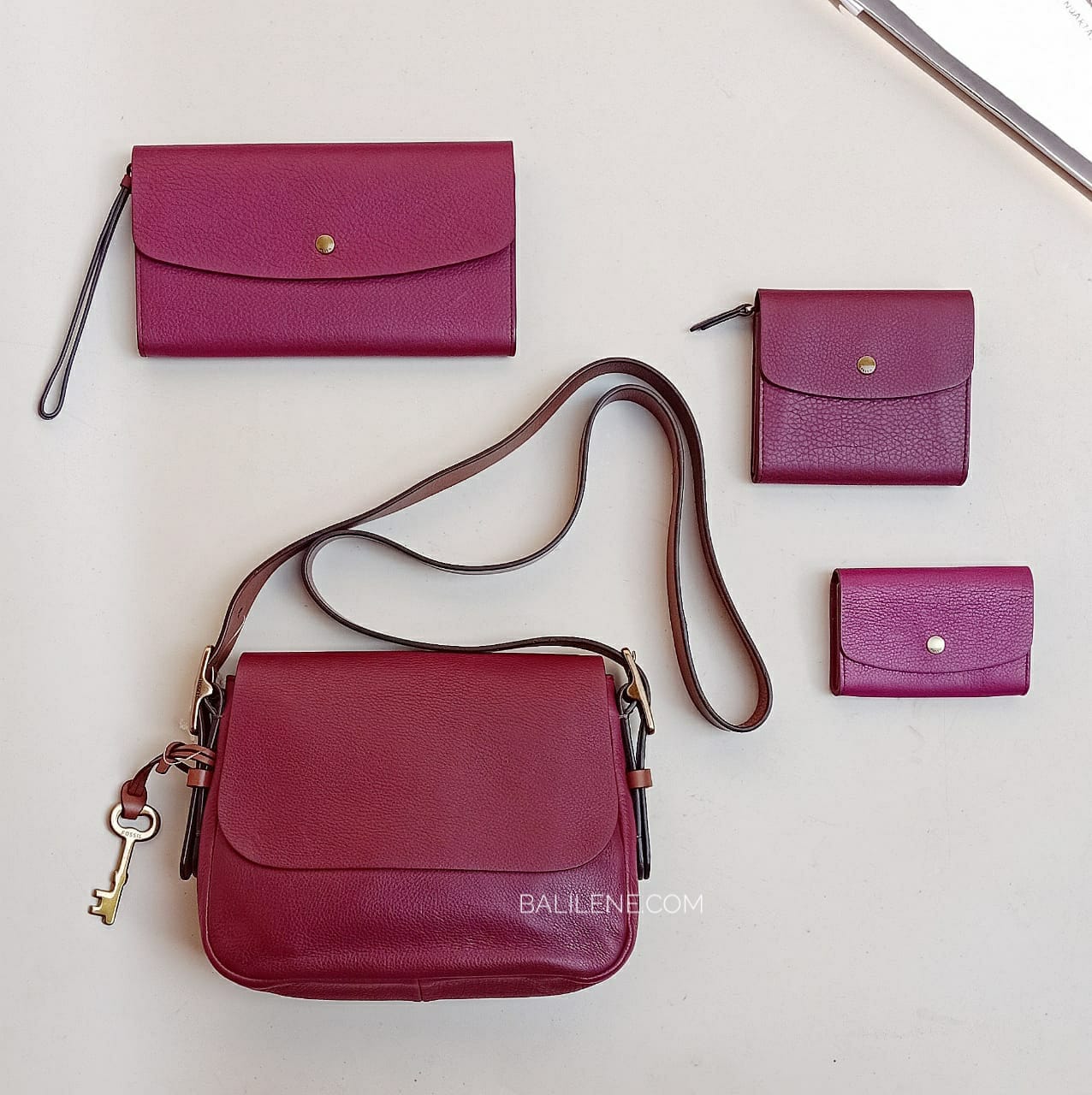 Fossil SL6851069 Haven Large Triple Gusset Flap Clutch Wine