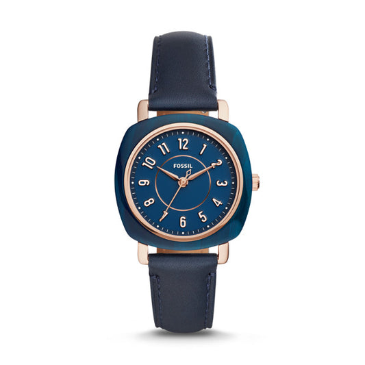 Fossil Es4280 Idealist Three Hand Navy Leather Watch