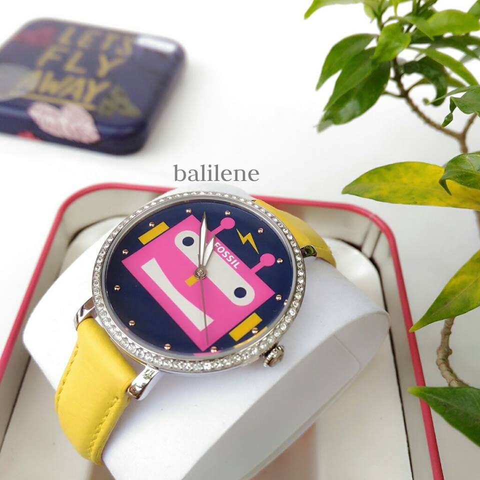 Fossil ES4091 Jacqueline Robot Leather Yellow Watch