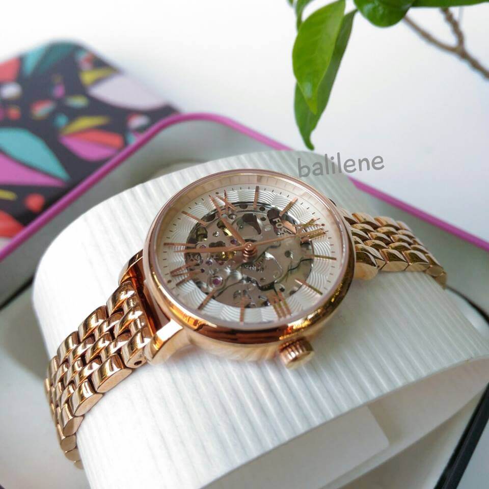 Fossil Me3072 Jacqueline Automatic Small Skeleton Rosegold Watch