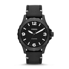 Fossil Jr1448 Mens Nate Black Leather Strap Watch