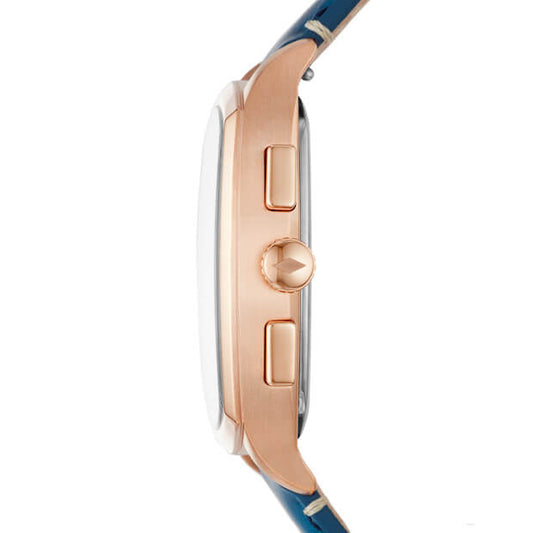 Fossil Fs5355 Knox Dual Time Navy Leather Watch