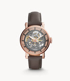 Fossil ME3089 Men Original Boyfriend Automatic Gray Skeleton Dial Gray Leather Strap