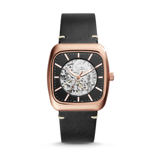 Fossil ME3156 Rutherford Automatic Three Hand Black Leather Watch