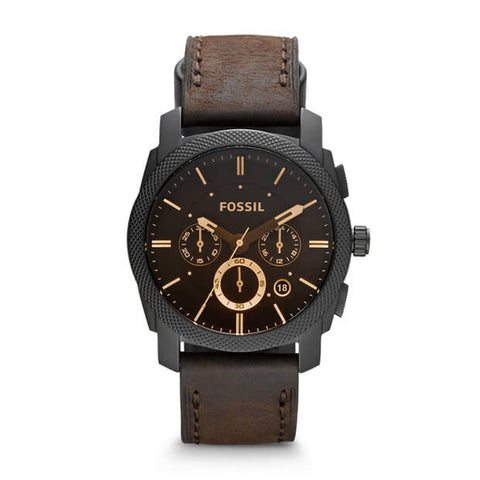 Fossil Machine Mid-Size Chronograph Brown Leather Watch