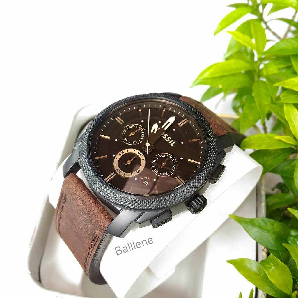Fossil Machine Mid-Size Chronograph Brown Leather Watch