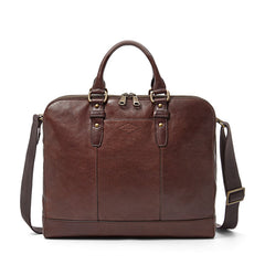 Fossil Mbg9049201 Dillon Large Double Zip Workbag Dark Brown