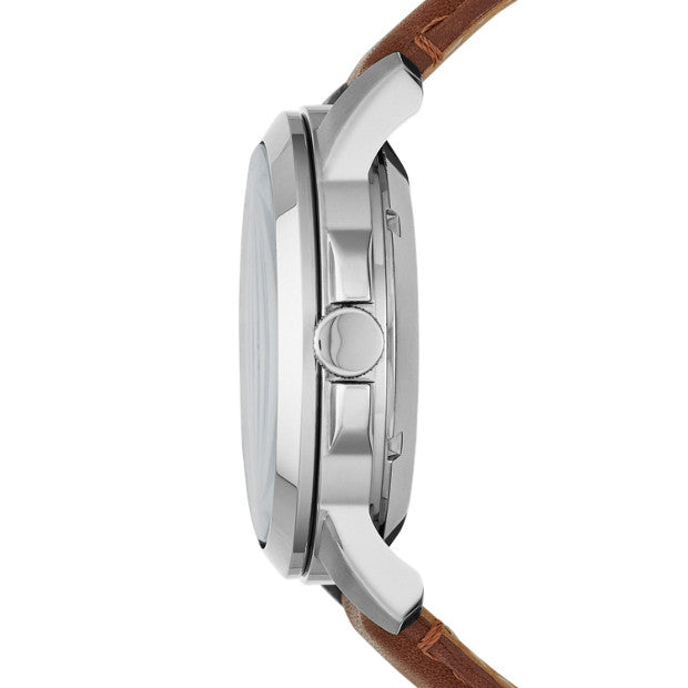 Fossil Me1144 Grant Twist Beige Dial Brown Leather Strap Watch