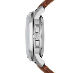 Fossil Me1144 Grant Twist Beige Dial Brown Leather Strap Watch