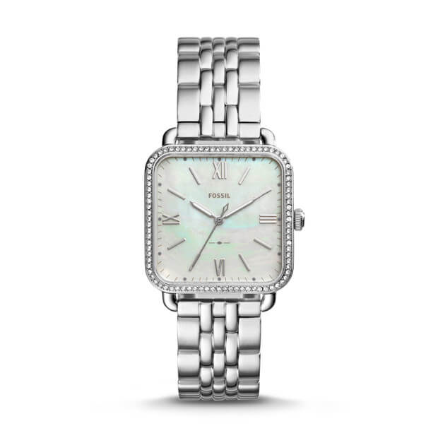 Fossil Es4268 Micah Three Hand Silver Watch