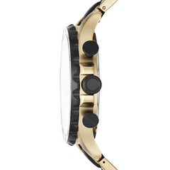 Fossil JR1526 Nate Chronograph Gold-tone Stainless Steel & Black Silicone