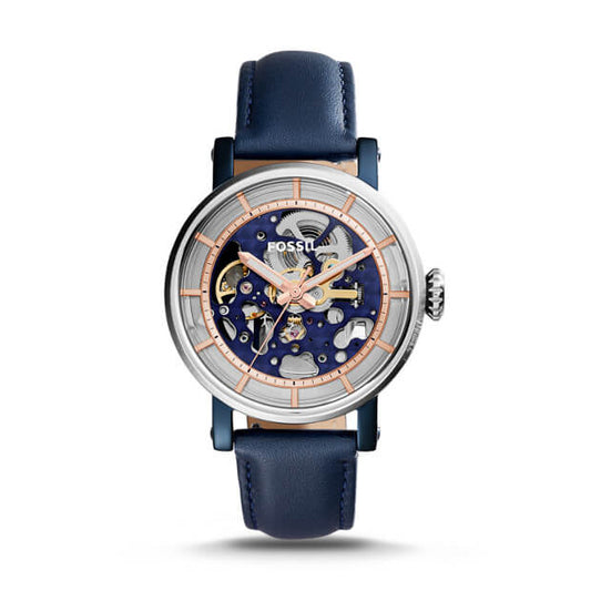 Fossil ME3136 Boyfriend Automatic Watch With Blue Leather Strap