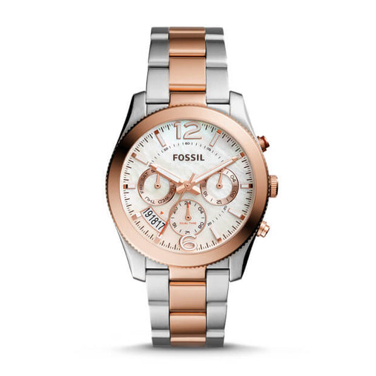 Fossil ES4135 Perfect Boyfriend Mother Of Pearl Dial Ladies Two Tone Watch