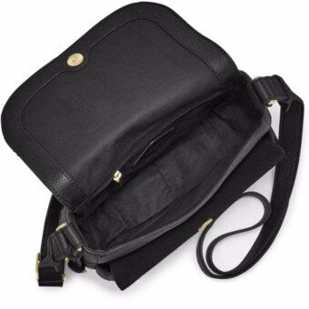 Fossil ZB7100001 Peyton Double Flap Crossbody Small Black Leather Handbag