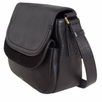 Fossil ZB7100001 Peyton Double Flap Crossbody Small Black Leather Handbag