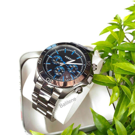 Fossil Retro Traveler Chronograph Smoke Stainless Steel Watch