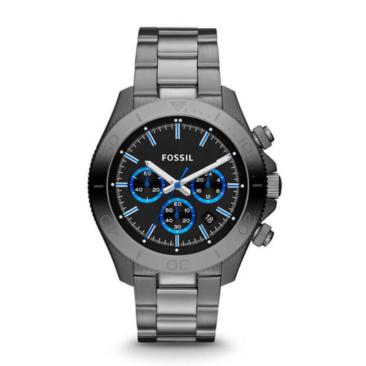 Fossil Retro Traveler Chronograph Smoke Stainless Steel Watch