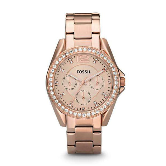 Fossil Es2811 Riley Multifunction Rose-Tone Stainless Steel Watch