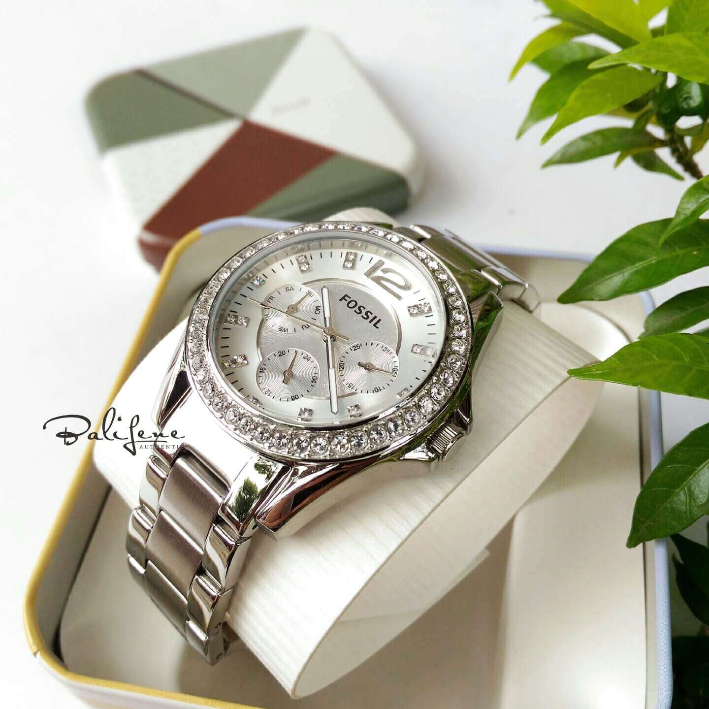 Fossil ES3202 Riley Multifunction Silver Stainless Steel foto asli