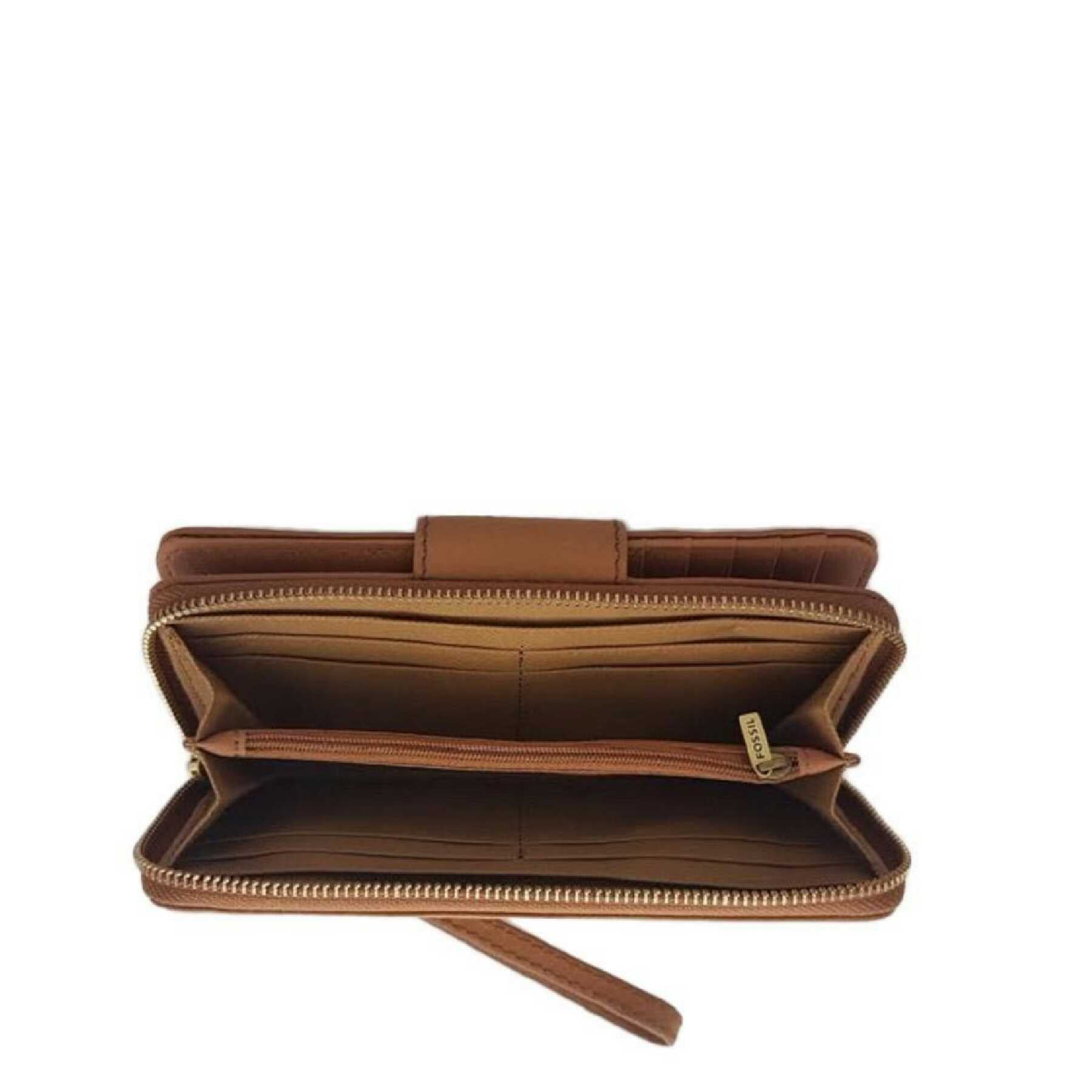 Fossil SWL1575216 Madison Zip Clutch Saddle