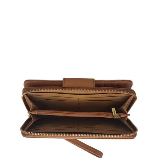 Fossil SWL1575216 Madison Zip Clutch Saddle